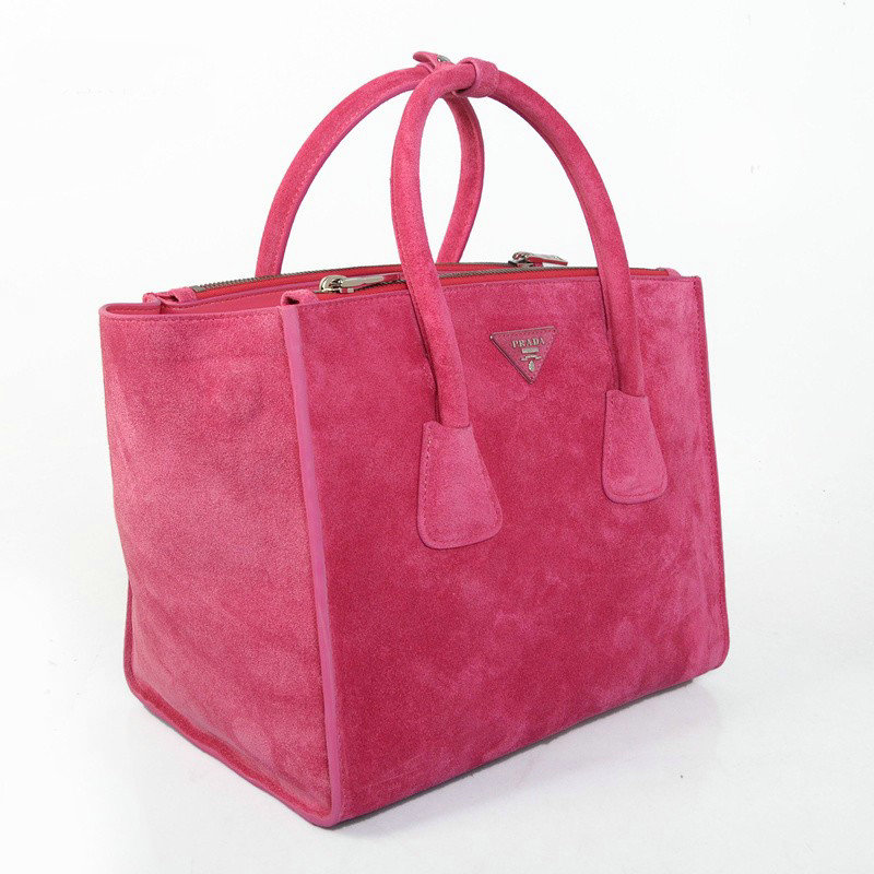 2014 Prada Suede Leather Tote Bag BN2619 rosered